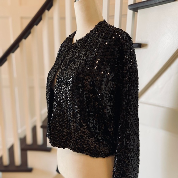 Vintage Glam! Black Sequins Bolero Jacket - Picture 8 of 11